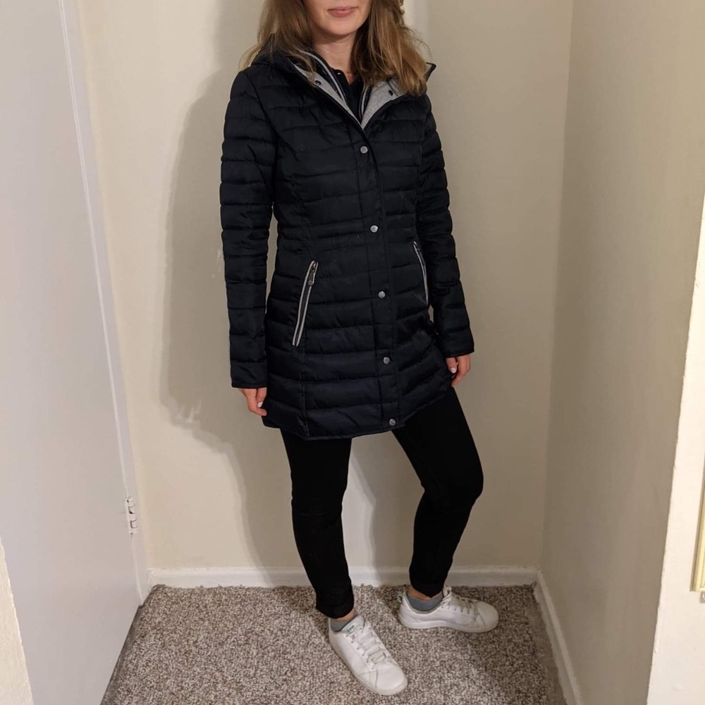 Vince Camuto coat/jacket with hood, navy